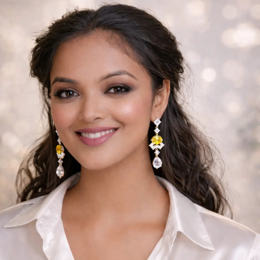 Aurora Citrine Austrian Crystals Earrings