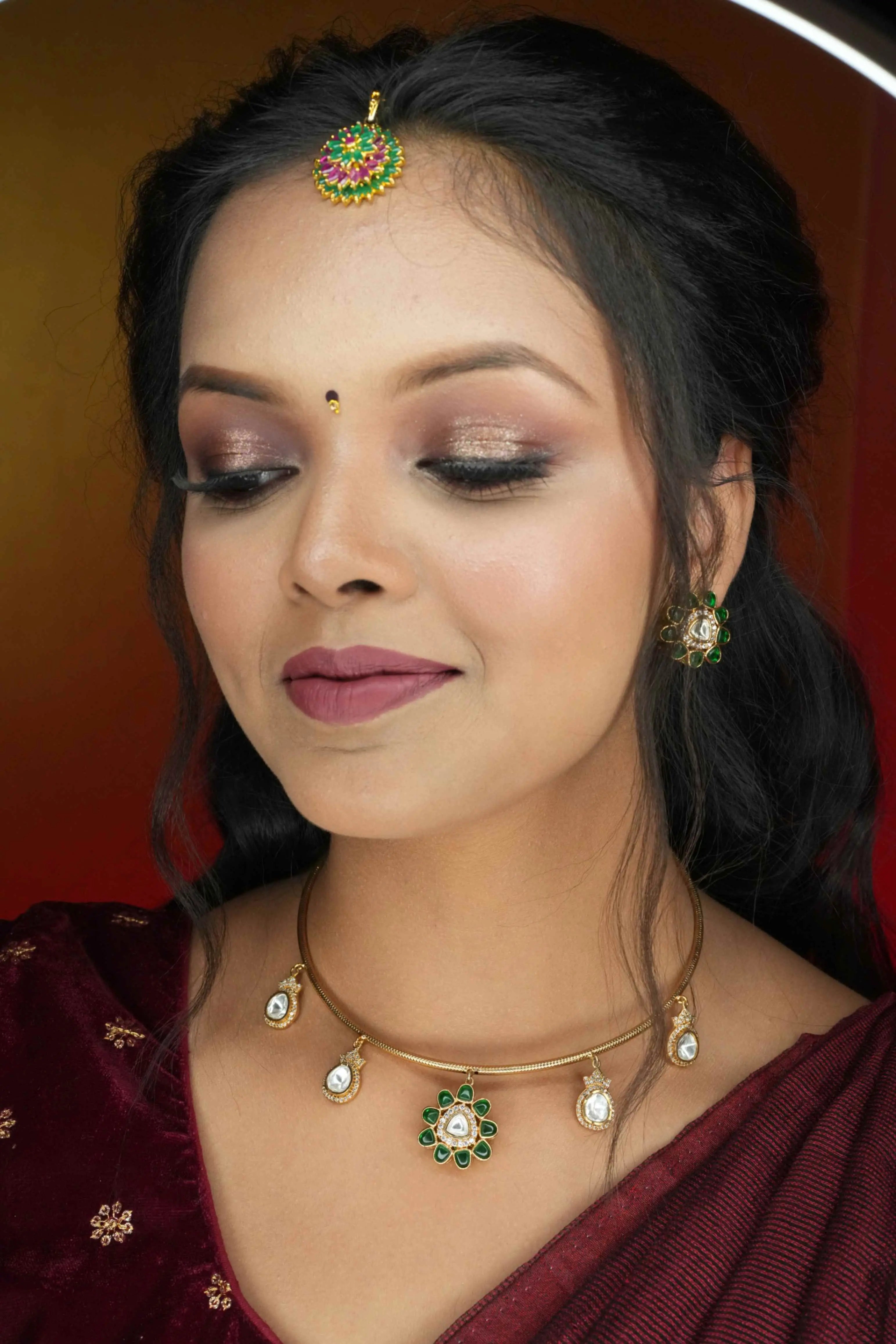 Green Noora Kundan Hasli Necklace Set