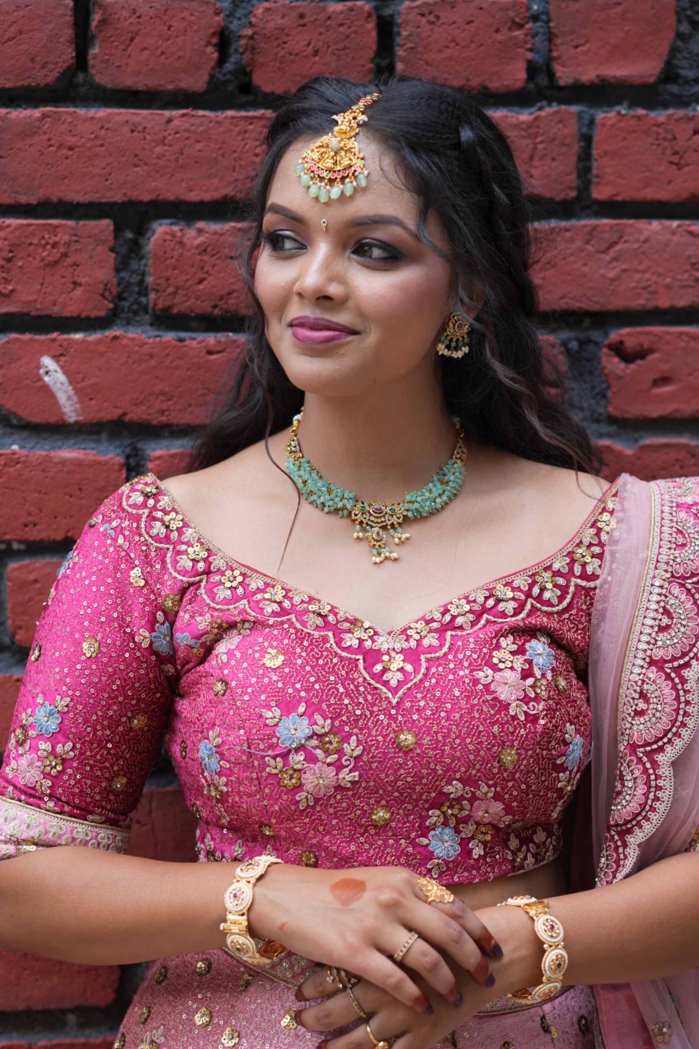 Mintara Green Floral beaded necklace