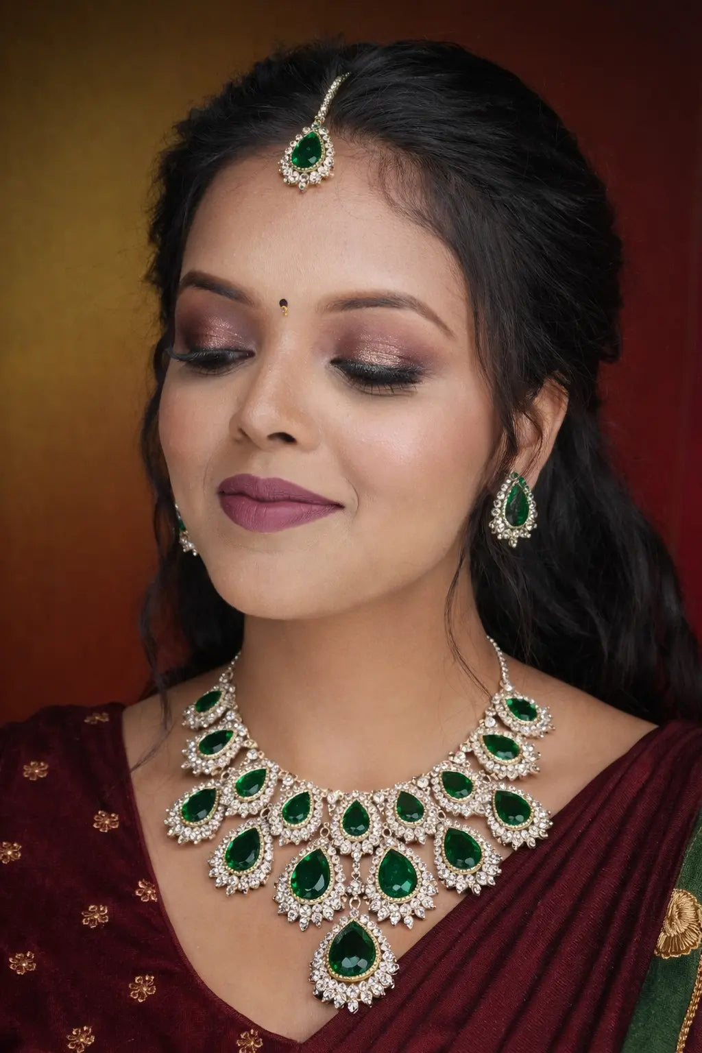 Tara Bridal Emerald Green AD Set