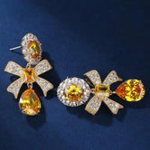 Gold BOW Austrian Crystals Earrings