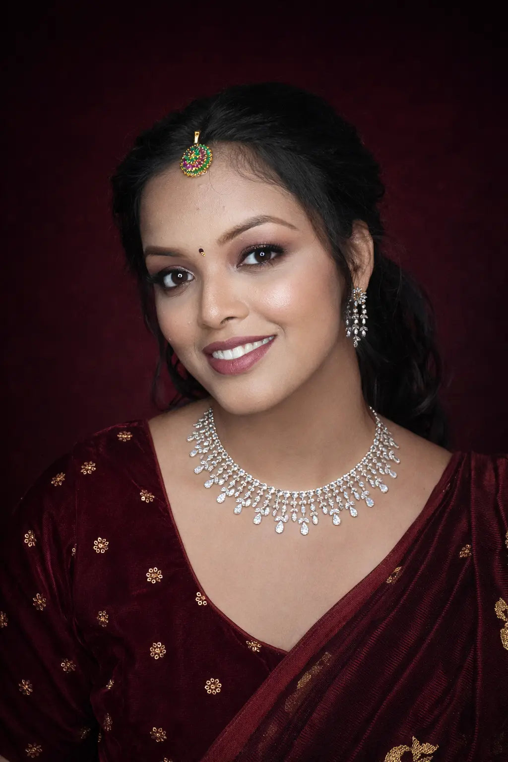 Seraphina Classic Teardrop Bridal AD Necklace Set