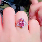 Silver plated Crystal Studded Solitaire Floral Adjustable Finger Ring