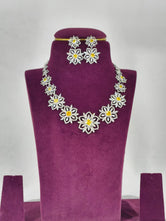 Luxurious Floral Yellow CZ Bridal Necklace Set