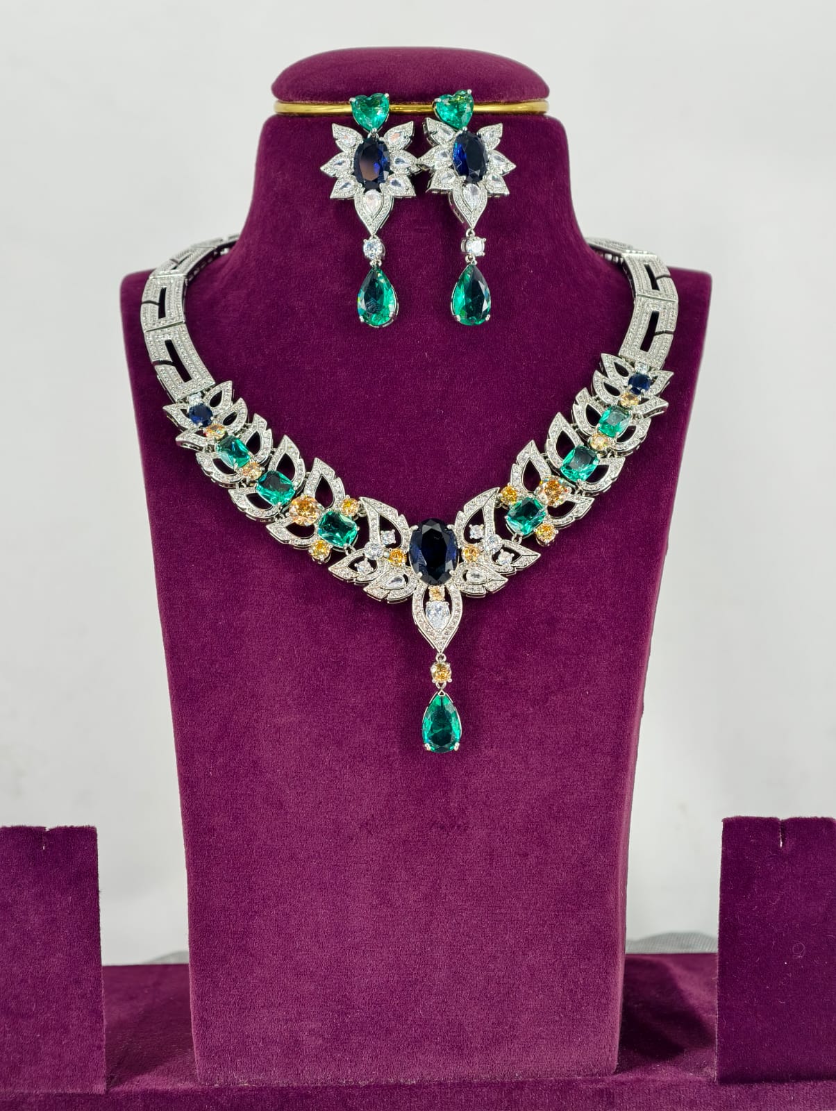 Gucci Lookalike Ocean  Glow  CZ Bridal Necklace Set