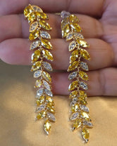 Ivy Golden Fern Cascade Austrian Crystals Earrings